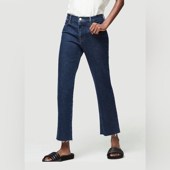 Frame Denim Denim - Frame Denim Le High Straight Raw Hem in Bronx (Dark Wash) Size 27 LIKE NEW